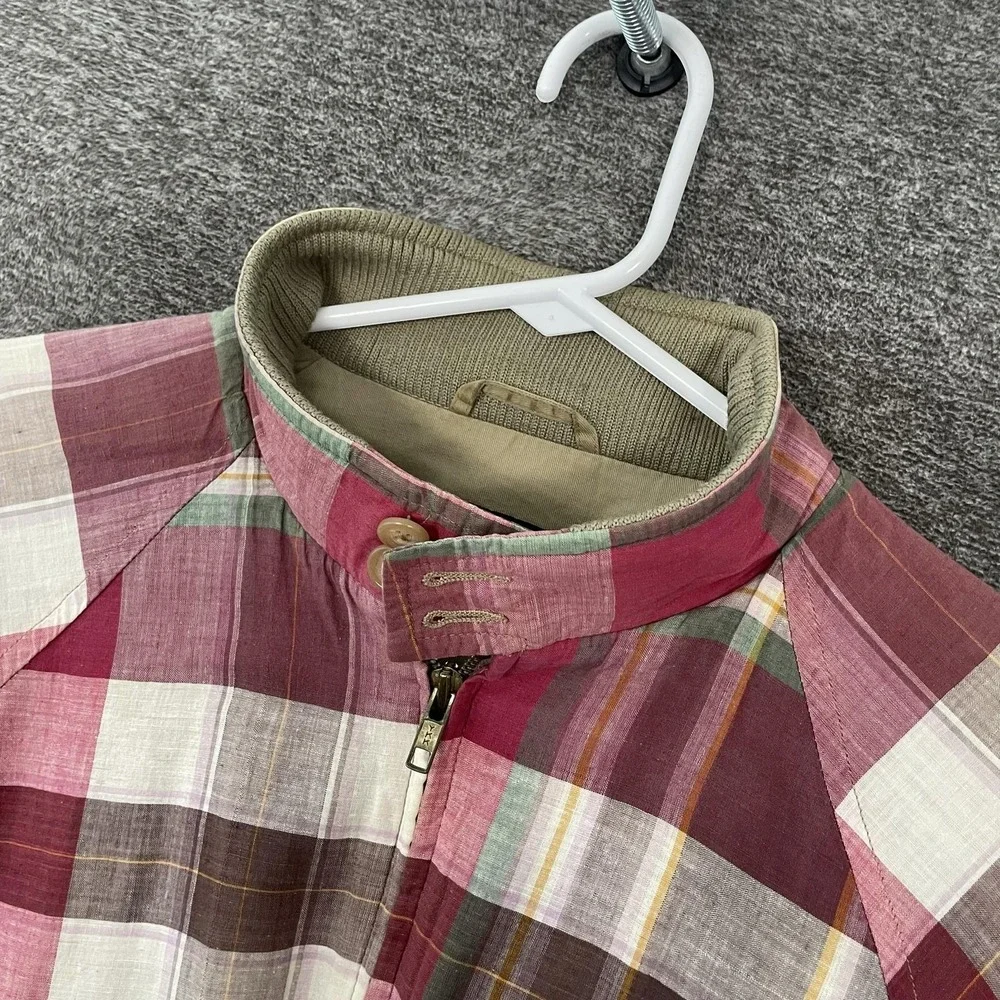 Vintage Polo Ralph Lauren Jacket Mens Large Red Plaid Madras Full Zip Bomber